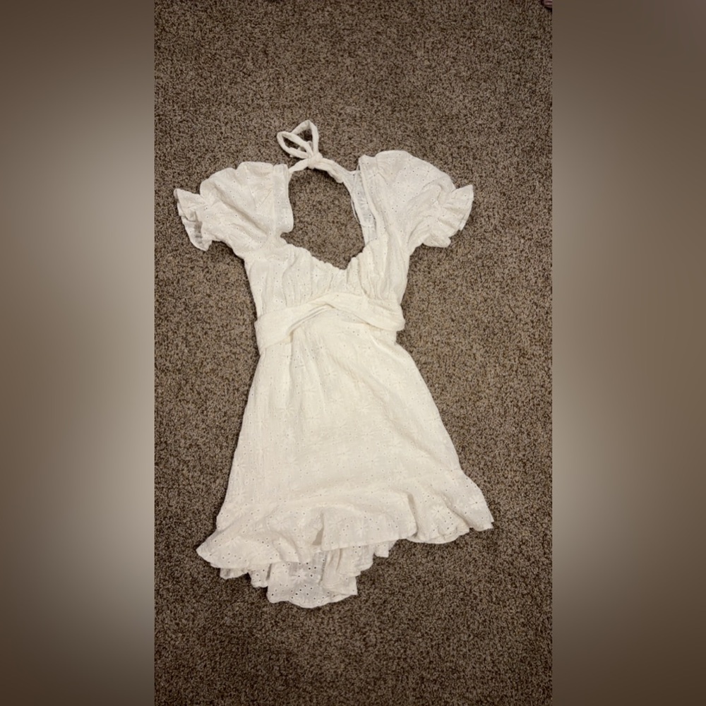 White Lace Sky to Moon Mini Backless Dress